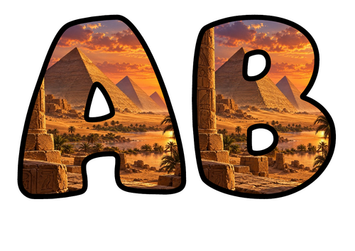 Ancient Egypt Bubble Letters | Display Lettering | Printable A-Z and 0-9