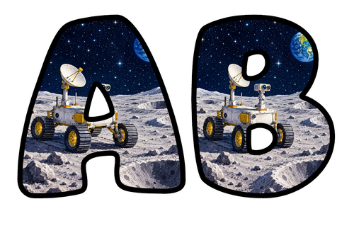 Moon Rover Bubble Letters | Display Lettering | Printable A-Z and 0-9