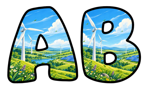 Renewable Energy Bubble Letters | Display Lettering | Printable A-Z and 0-9