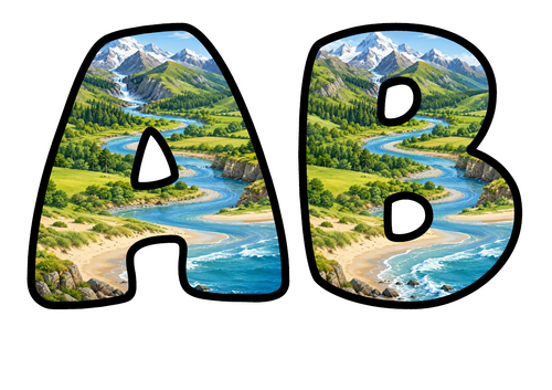 River to the Sea Bubble Letters | Display Lettering | Printable A-Z and 0-9