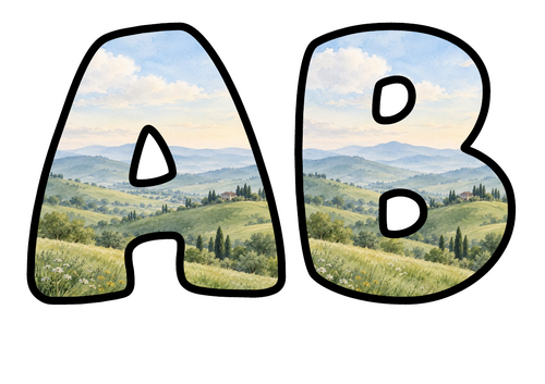 Rolling Hills Bubble Letters | Display Lettering | Printable A-Z and 0-9