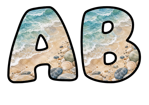 Seashore Bubble Letters | Display Lettering | Printable A-Z and 0-9