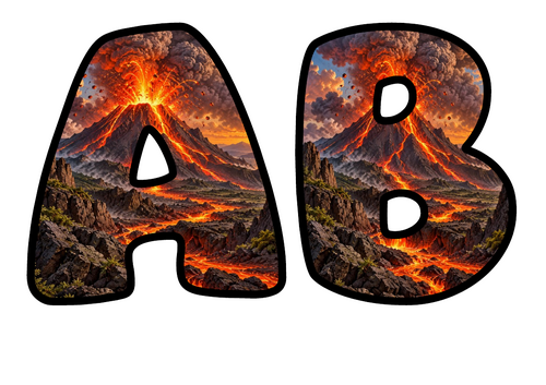 Volcano Bubble Letters | Bulletin Board Letters | Printable A-Z and 0-9