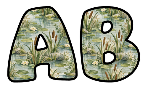 Pond Life Bubble Letters | Display Lettering | Printable A-Z and 0-9