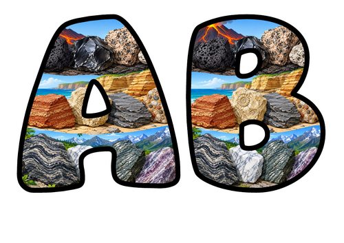 Rocks and Minerals Bubble Letters | Bulletin Board Letters | Printable A-Z and 0-9