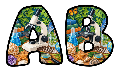Science Discovery Bubble Letters | Display Lettering | Printable A-Z and 0-9