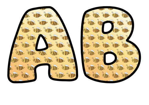 Bees Bubble Letters | Bulletin Board Letters | Printable A-Z and 0-9