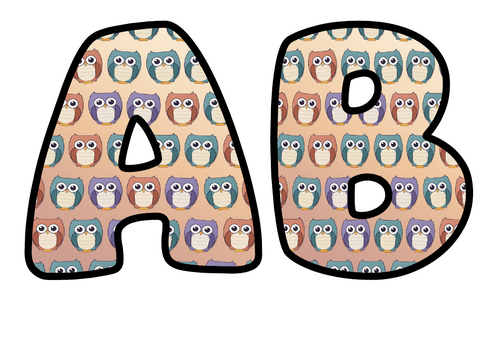 Owls Bubble Letters | Bulletin Board Letters | Printable A-Z and 0-9