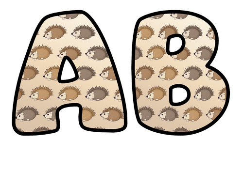 Hedgehogs Bubble Letters | Bulletin Board Letters | Printable A-Z and 0-9
