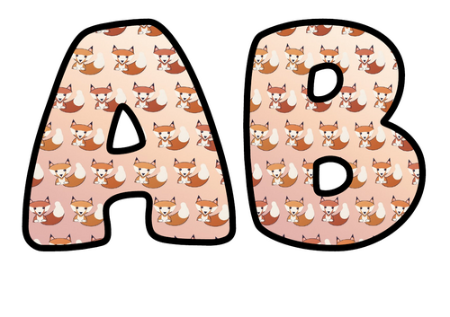 Foxes Bubble Letters | Display Lettering | Printable A-Z and 0-9