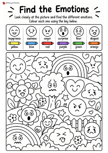 PSHE - Recognising Emotions Colouring