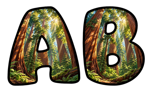 Redwood Forest Bubble Letters | Bulletin Board Letters | Printable A-Z and 0-9