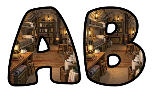 Air Raid Shelter Themed Bubble Letters | Classroom Display Alphabet | A-Z and 0-9