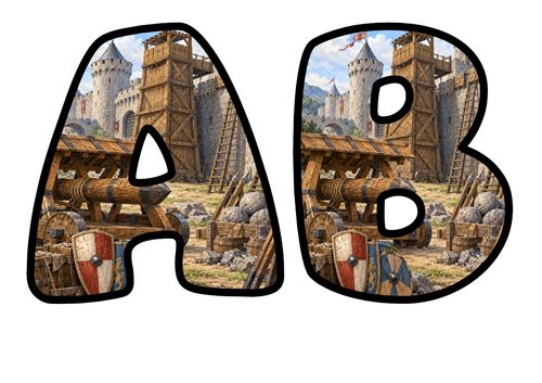Castle Siege Bubble Letters | Display Lettering | Printable A-Z and 0-9