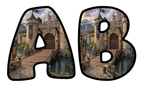 Medieval Castle Themed Bubble Letters | Classroom Display Alphabet | A-Z and 0-9