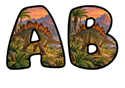 Stegosaurus Alphabet Display Pack | Printable Bubble Letters A-Z and 0-9