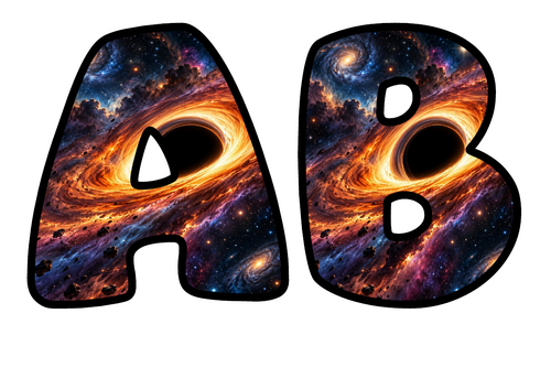 Black Hole Bubble Letters | Display Lettering | Printable A-Z and 0-9