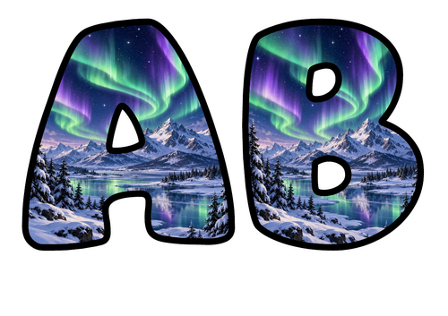 Northern Lights Display Lettering | Bubble Letters A-Z and 0-9 | Classroom Decor