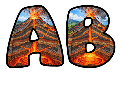 Inside a Volcano Alphabet Display Pack | Printable Bubble Letters A-Z and 0-9