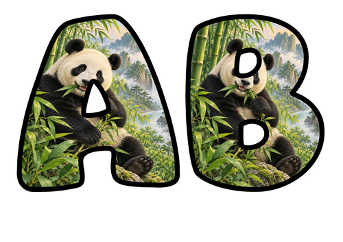 Giant Panda Bubble Letters | Display Lettering | Printable A-Z and 0-9