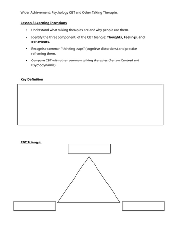 CBT and Other Talking Therapies