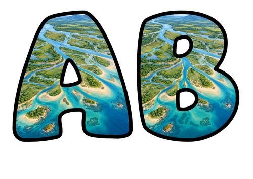 River Delta Display Lettering | Bubble Letters A-Z and 0-9 | Classroom Decor