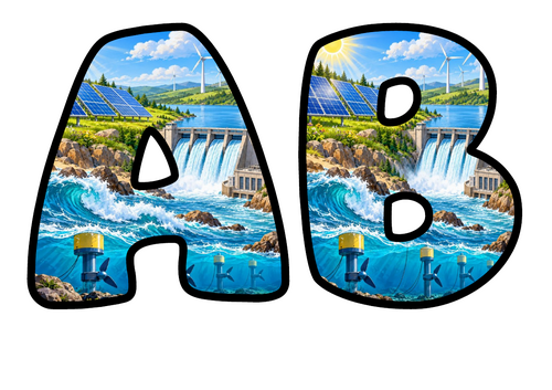 Clean Energy Themed Bubble Letters | Classroom Display Alphabet | A-Z and 0-9