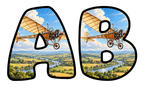 Early Flight Bubble Letters | Display Lettering | Printable A-Z and 0-9