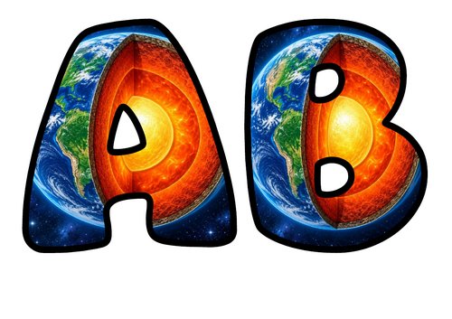 Earth's Layers Bubble Letters | Bulletin Board Letters | Printable A-Z and 0-9