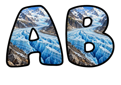 Bubble Letters Glacier | Printable Alphabet Display Pack | A-Z and 0-9