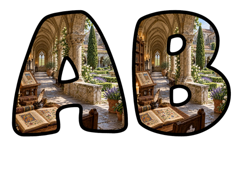 Medieval Monastery Bubble Letters | Display Lettering | Printable A-Z and 0-9