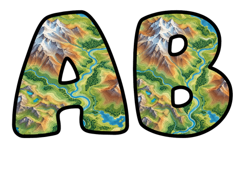 Contour Map Display Lettering | Bubble Letters A-Z and 0-9 | Classroom Decor