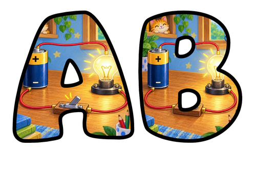 Bubble Letters Simple Circuit | Printable Alphabet Display Pack | A-Z and 0-9