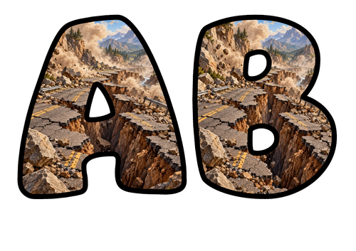 Earthquake Alphabet Display Pack | Printable Bubble Letters A-Z and 0-9