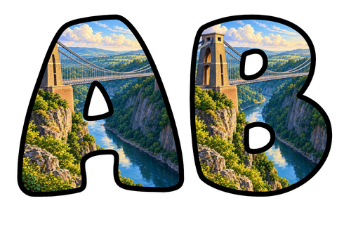 River Gorge Bubble Letters | Bulletin Board Letters | Printable A-Z and 0-9
