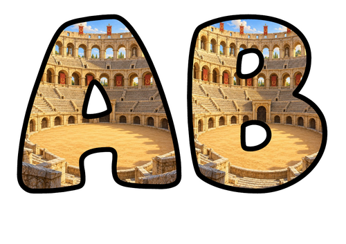 Roman Amphitheatre Display Lettering | Bubble Letters A-Z and 0-9 | Classroom Decor