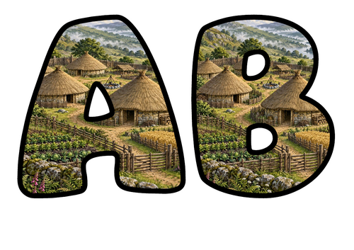 Roundhouses Alphabet Display Pack | Printable Bubble Letters A-Z and 0-9