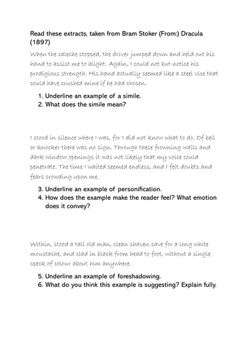 KS3 Vampire Writing Bundle