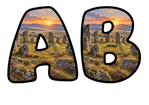 Stone Circle Bubble Letters | Display Lettering | Printable A-Z and 0-9