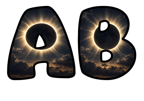 Solar Eclipse Display Lettering | Bubble Letters A-Z and 0-9 | Classroom Decor