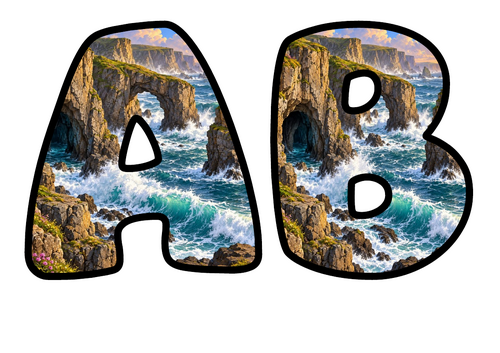 Bubble Letters Sea Arch | Printable Alphabet Display Pack | A-Z and 0-9