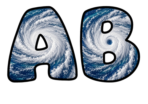 Hurricane Display Lettering | Bubble Letters A-Z and 0-9 | Classroom Decor