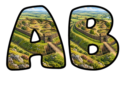 Ancient Settlement Bubble Letters | Display Lettering | Printable A-Z and 0-9