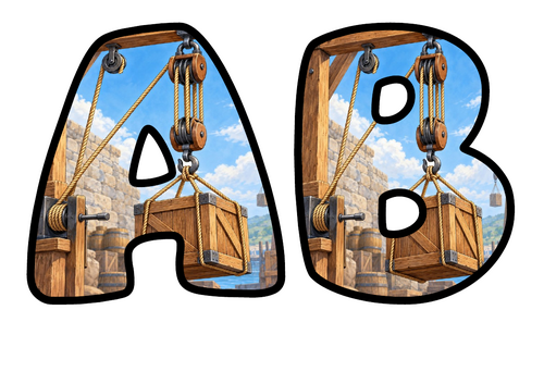 Pulleys and Levers Bubble Letters | Bulletin Board Letters | A-Z and 0-9