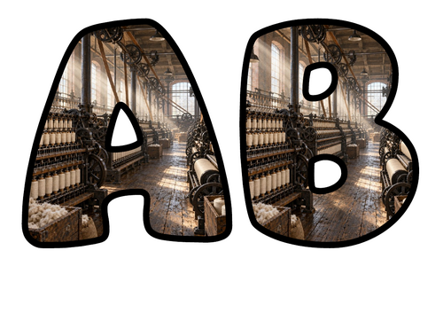 Cotton Mill Themed Bubble Letters | Classroom Display Alphabet | A-Z and 0-9