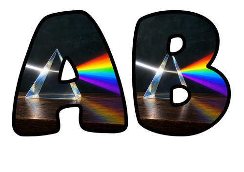 Prism and Rainbow Display Lettering | Bubble Letters A-Z and 0-9 | Classroom Decor