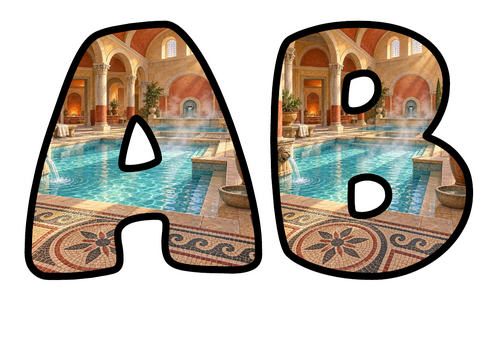 Bubble Letters Roman Baths | Printable Alphabet Display Pack | A-Z and 0-9