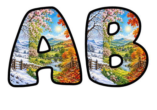 Four Seasons Alphabet Display Pack | Printable Bubble Letters A-Z and 0-9