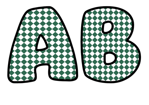 Green Harlequin Bubble Letters | Display Lettering | Printable A-Z and 0-9