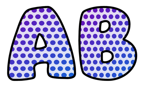 Bubble Letters Purple Polka Dots | Printable Alphabet Display Pack | A-Z and 0-9